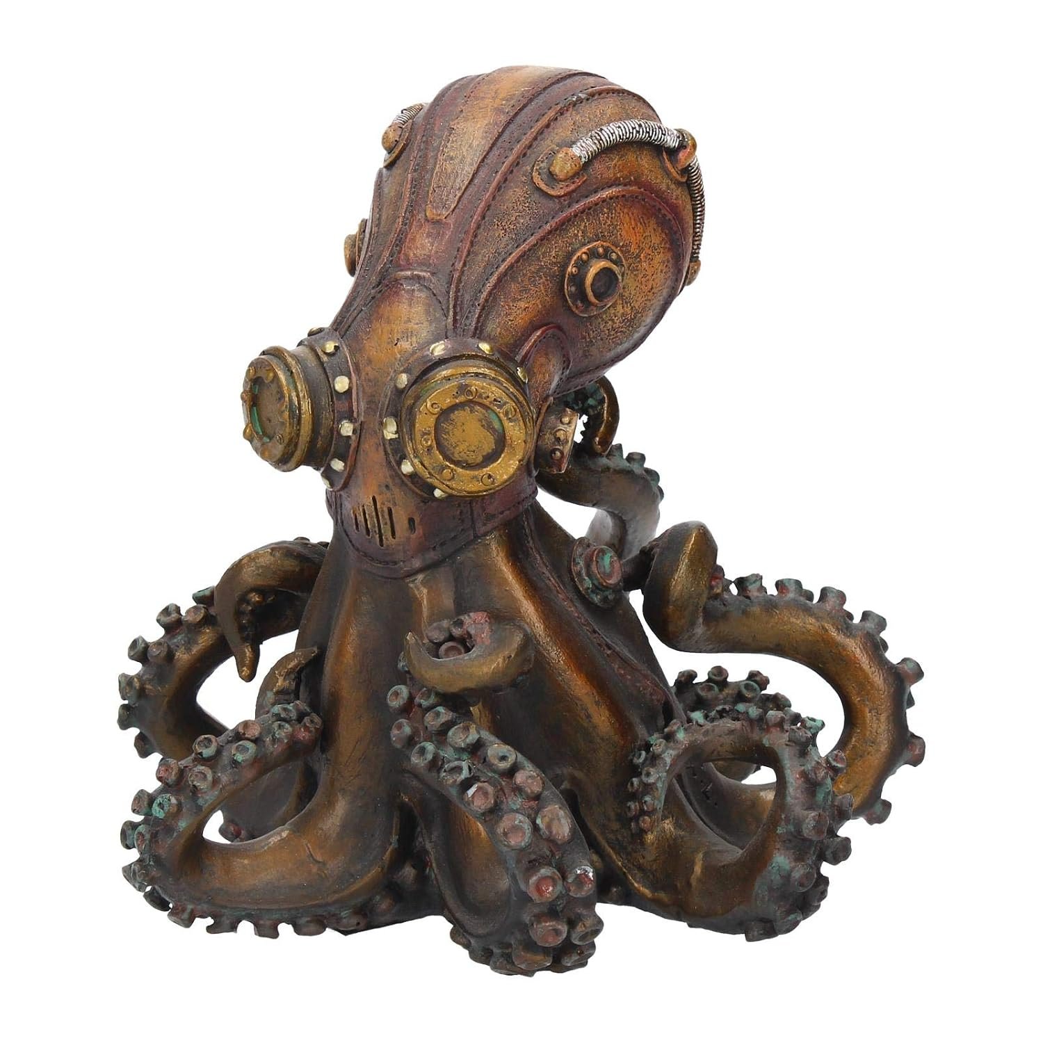 Steampunk Octopus Figurine 15cm – Bronze Octo-Steam Ornament, Nautical Industrial Decor Collectible