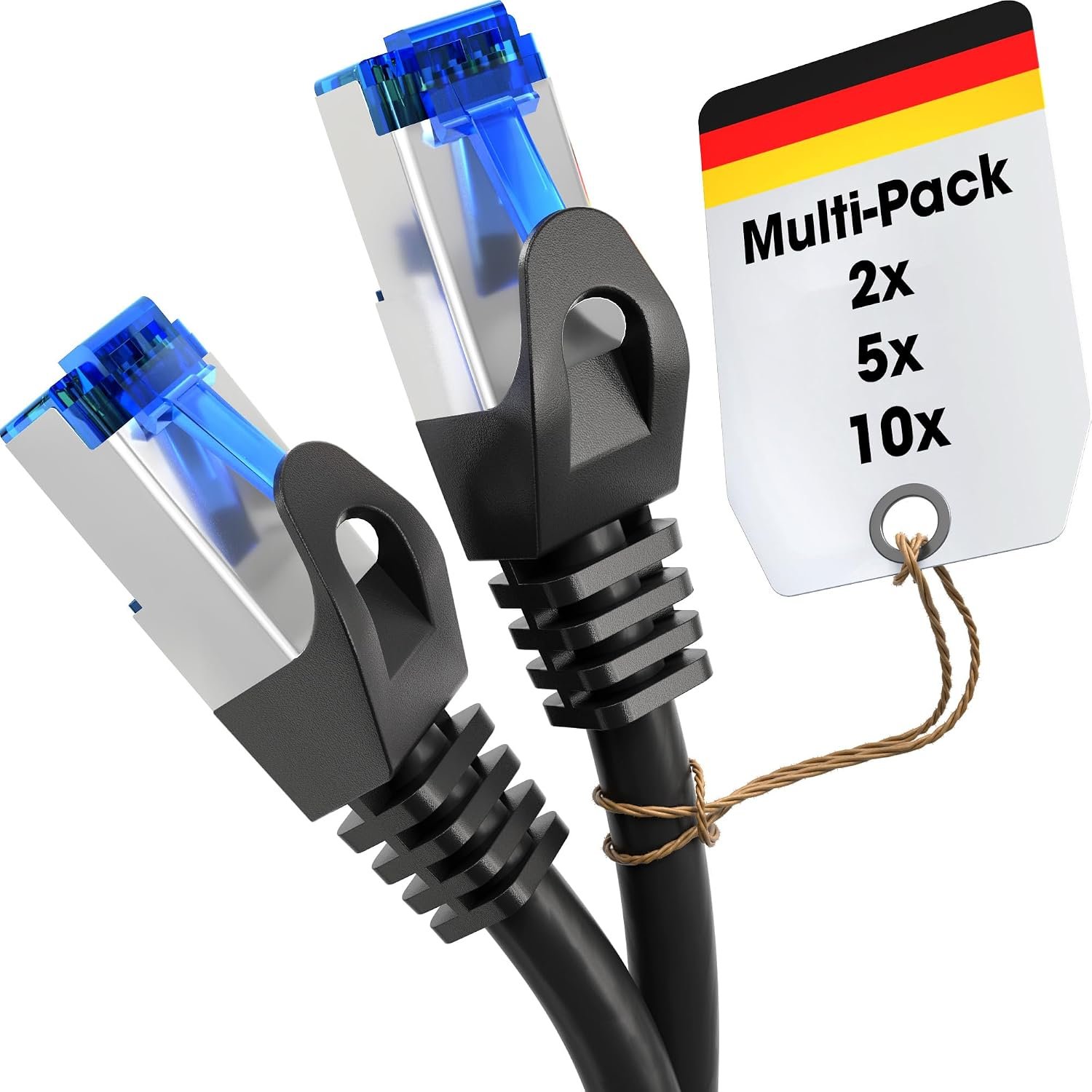 KabelDirekt – Network Cable – Transfers 10Gbps & fibre optic internet speed – Ethernet & LAN Cable – 5x 5m, Available in 0.25-30m – For Gigabit networks, routers/modems, RJ45 (black/silver)
