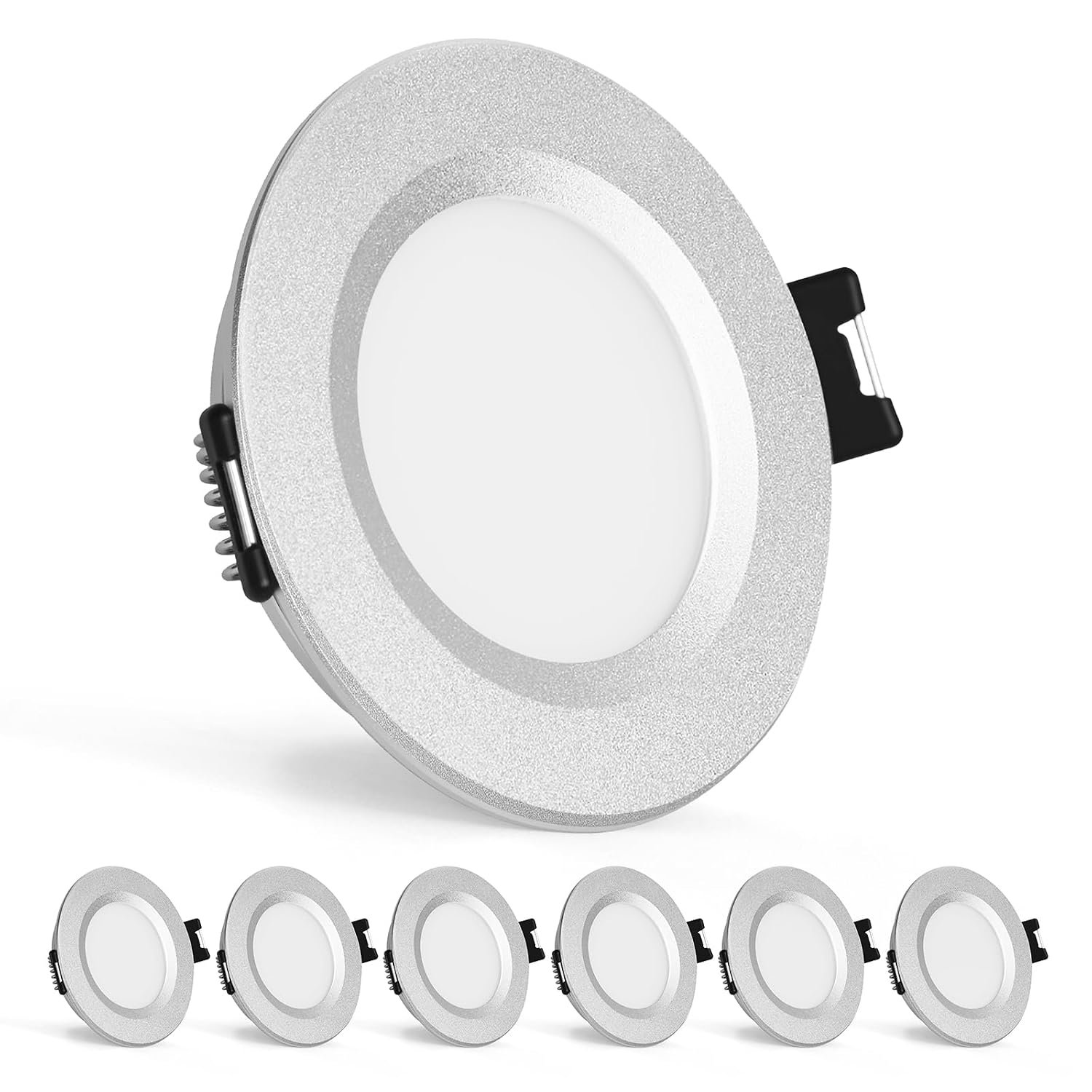 Gr4tec 12V LED Spot Recessed Ceiling Lights Dimmable Alu, 6 x 3W IP44 Campervan Lights 3000K Warm White 84Ra, Hole 58-62mm, 12mm Ultra-Slim, 12V Downlights for Motorhome Boat Kitchens Range Hoods