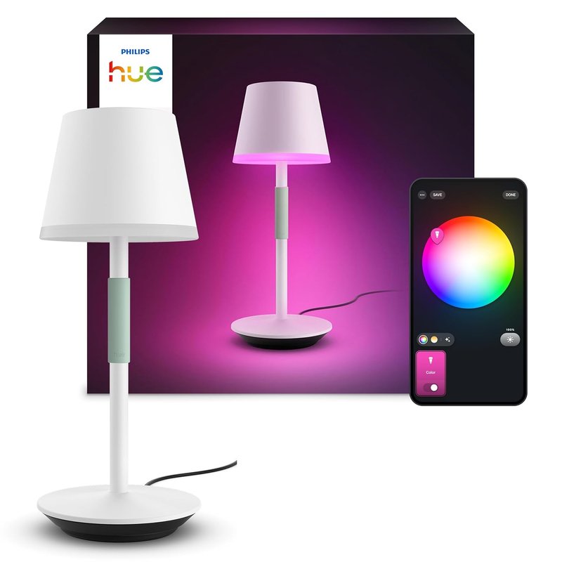 Philips Hue Go Smart Portable Table Lamp Downlight - White White & Colour Ambiance LED with Bluetooth. for Home Indoor Lighting