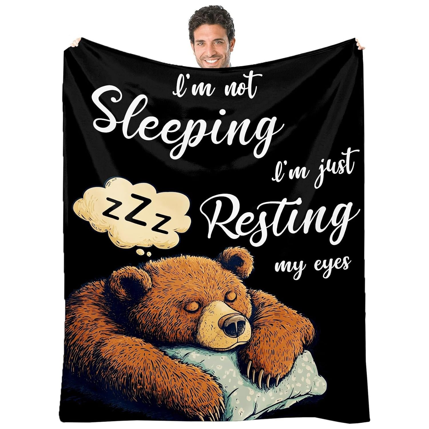 WUDEUI Mens Blankets 60''x 50'', Funny Gifts for Fathers Day from Daughter Son, Resting Flannel Birthday Christmas Blanket Presents for Daddy Him