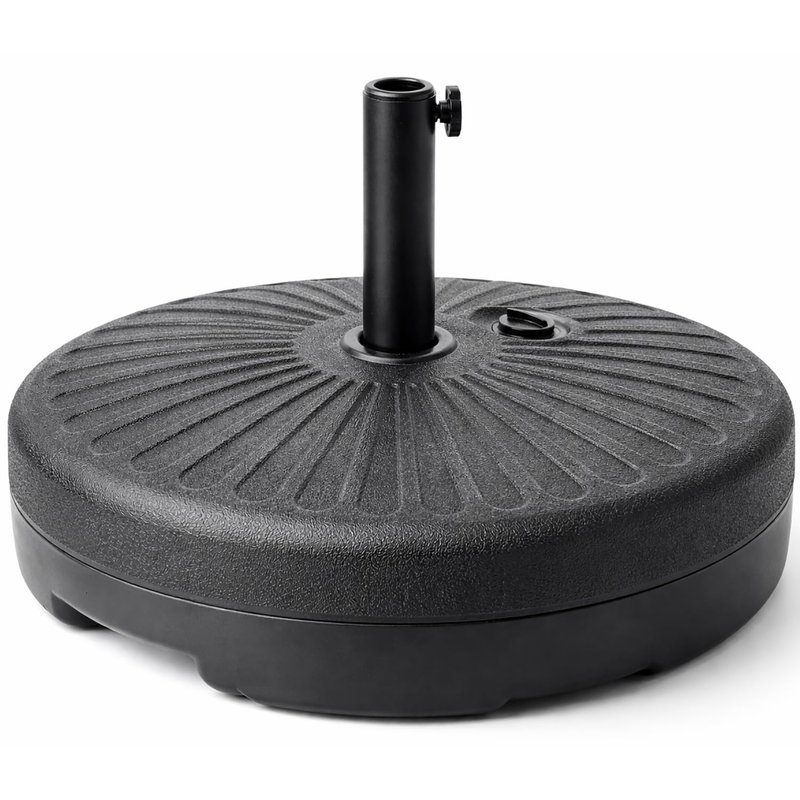 Dawsons Living Round Parasol Base Fillable 21kg, Heavy Duty Round Plastic Garden Umbrella Holder Stand Weight Base, Water Sand Filled, For 38mm and 48mm Poles, Black