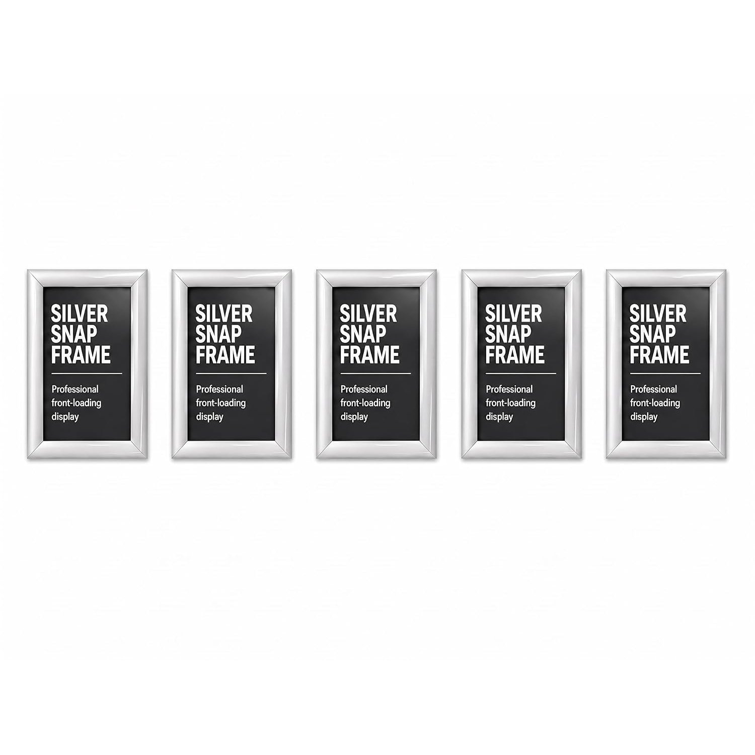 Deflecto Pk 5 x A2 Snap Frame Silver - Aluminium Clip Frames - Wall Mount Picture Frames - Posters Display Holder - Front Opening Picture Frame Clips