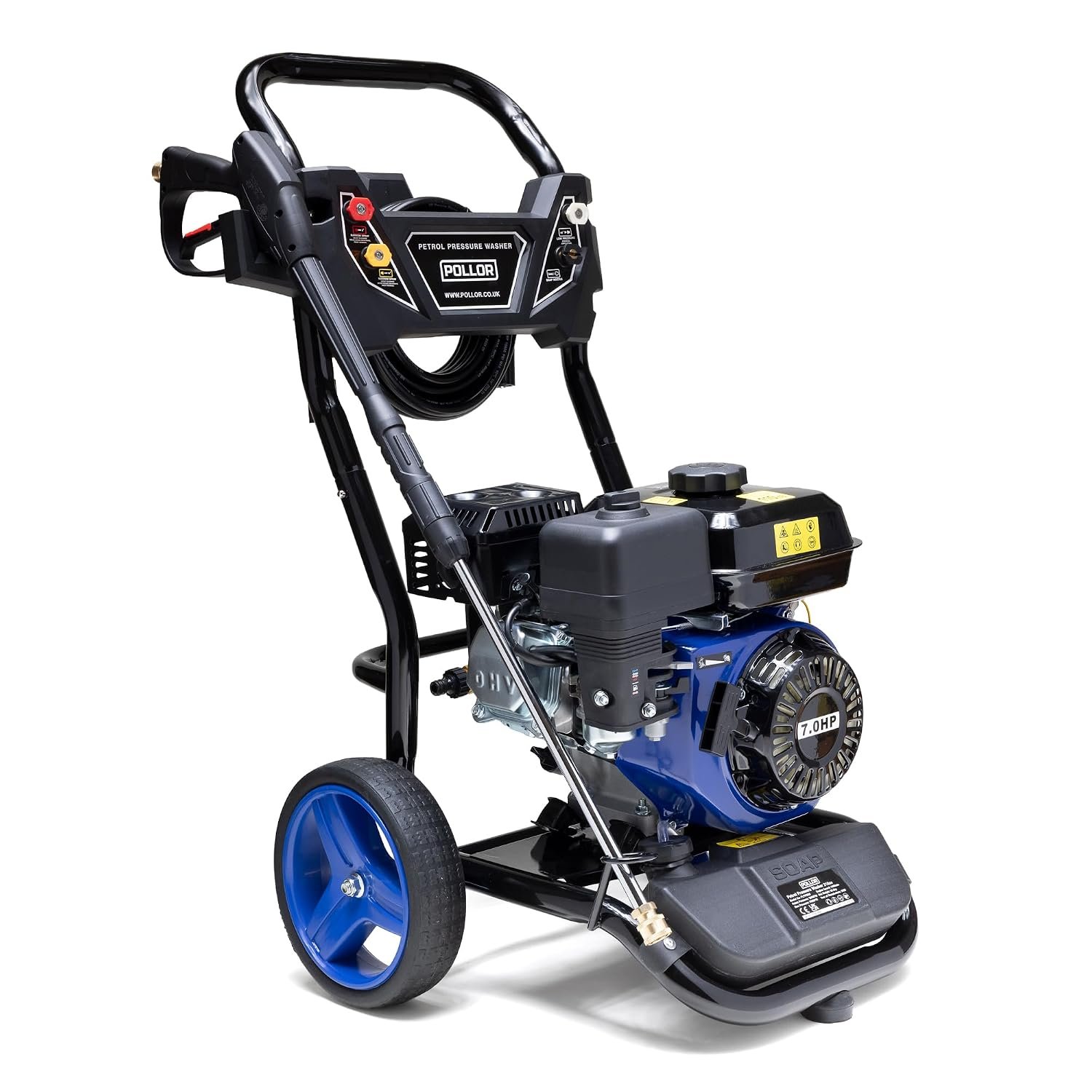 POLLOR Petrol Pressure Washer 7HP 3950 PSI Power Jet Wash 210CC Driveway Car Patio Cleaner