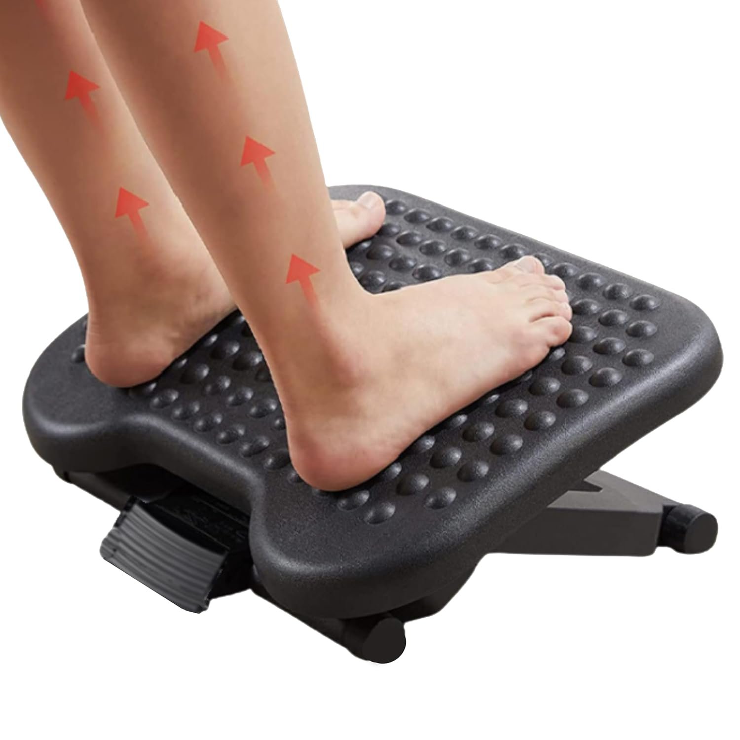 ZR Solutions Adjustable Under Desk Footrest with Massage Texture, 3 Height Positions & 30° Rocking Tilt Angle, Ergonomic Foot Stool for Office, Home, Guitar Rest