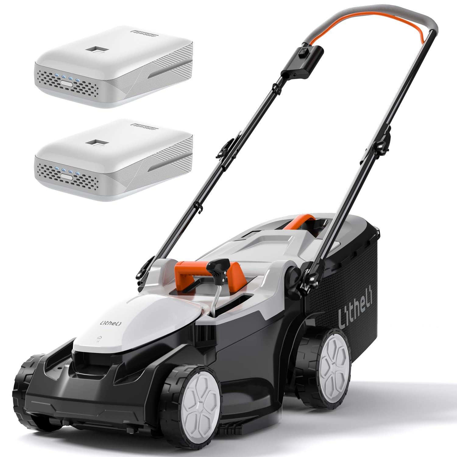 Litheli Cordless Lawnmower, 20V/33cm Cutting Width, Brushless Motor, Battery Lawn Mower, 5 Cutting Heights, 30L Grass Box, Incl. 4.0Ah Battery