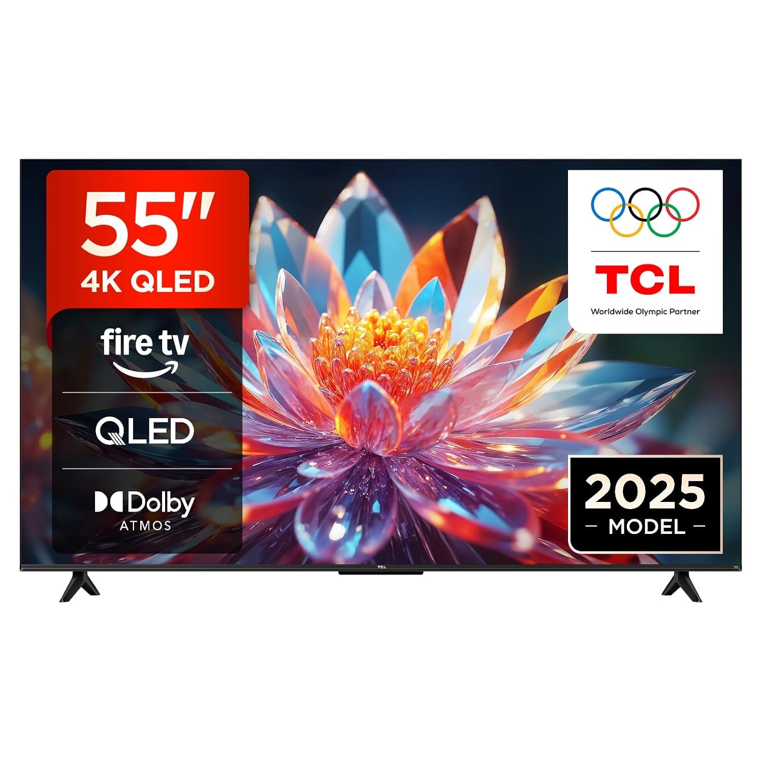 TCL 55T6C-UK 55 Inch QLED 4K HDR TV, Fire TV (Smart TV with Dolby Vision & Atmos, HDR10+, Press & Ask Alexa, 2025 Model)