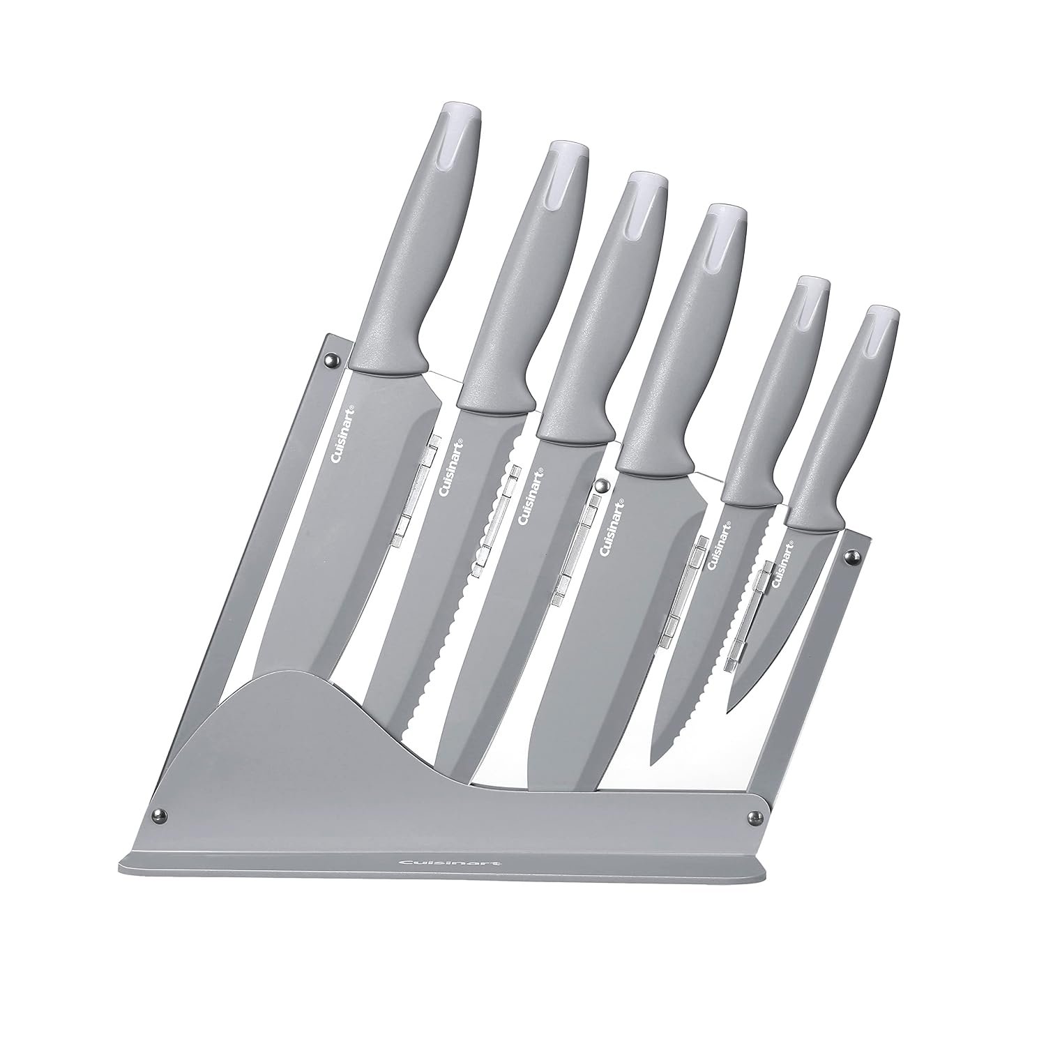 Cuisinart 7pc Ceramic Coated Cutlery Set with End Caps in Acrylic Stand, Grey