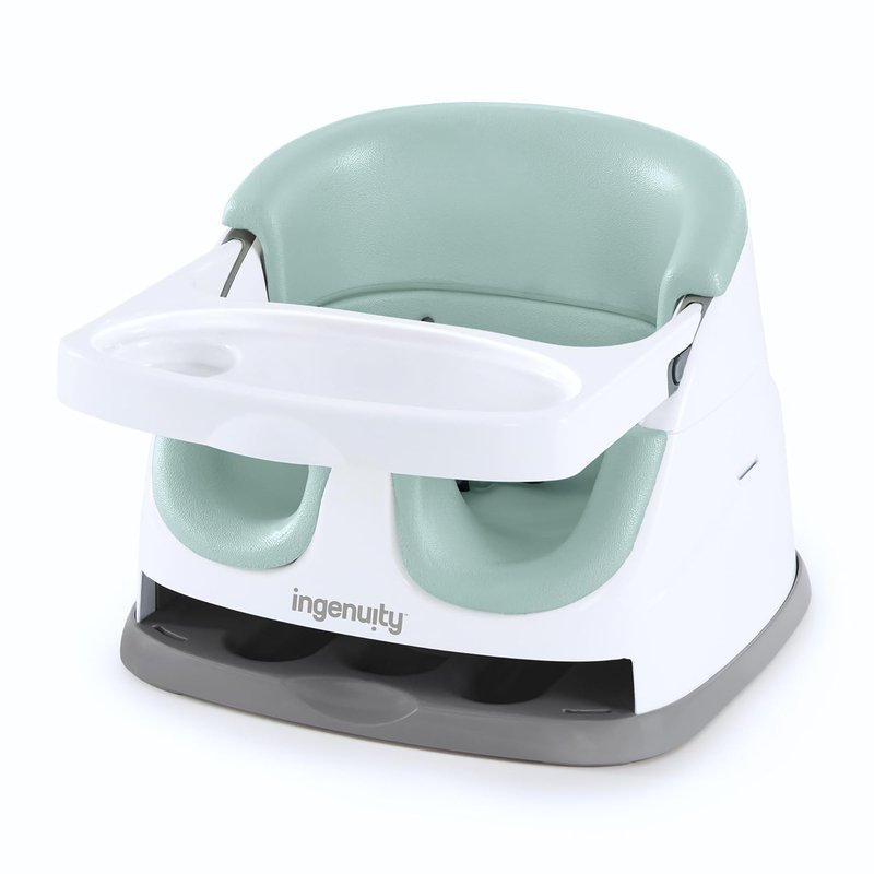 Ingenuity Baby Base 2-in-1 Booster Feeding and Floor Seat with Self-Storing Tray, Mist