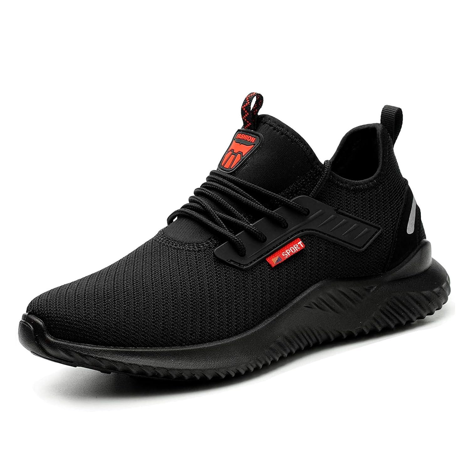 BVTUD Safety Trainers Men Womens Steel Toe Trainers Lightweight Safety Shoes Breathable Work Trainers Comfortable Work Shoes Black, 9 UK