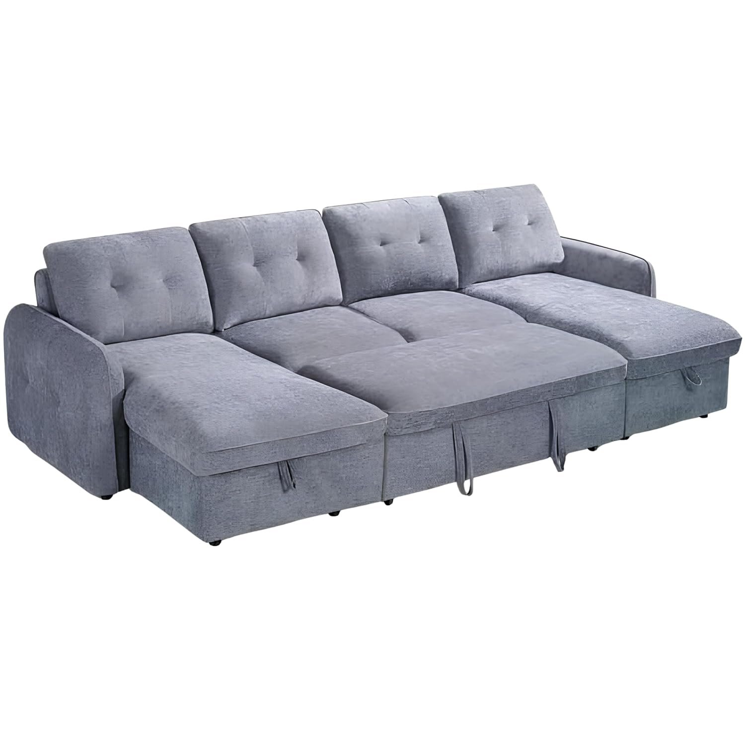 Beehive Furniture Marlowe - U-Shaped Corner Sofa Bed - Grey Upholstered Large Family Couch | Setup Included | Built to Last (U-Shaped Corner Sofa Bed)