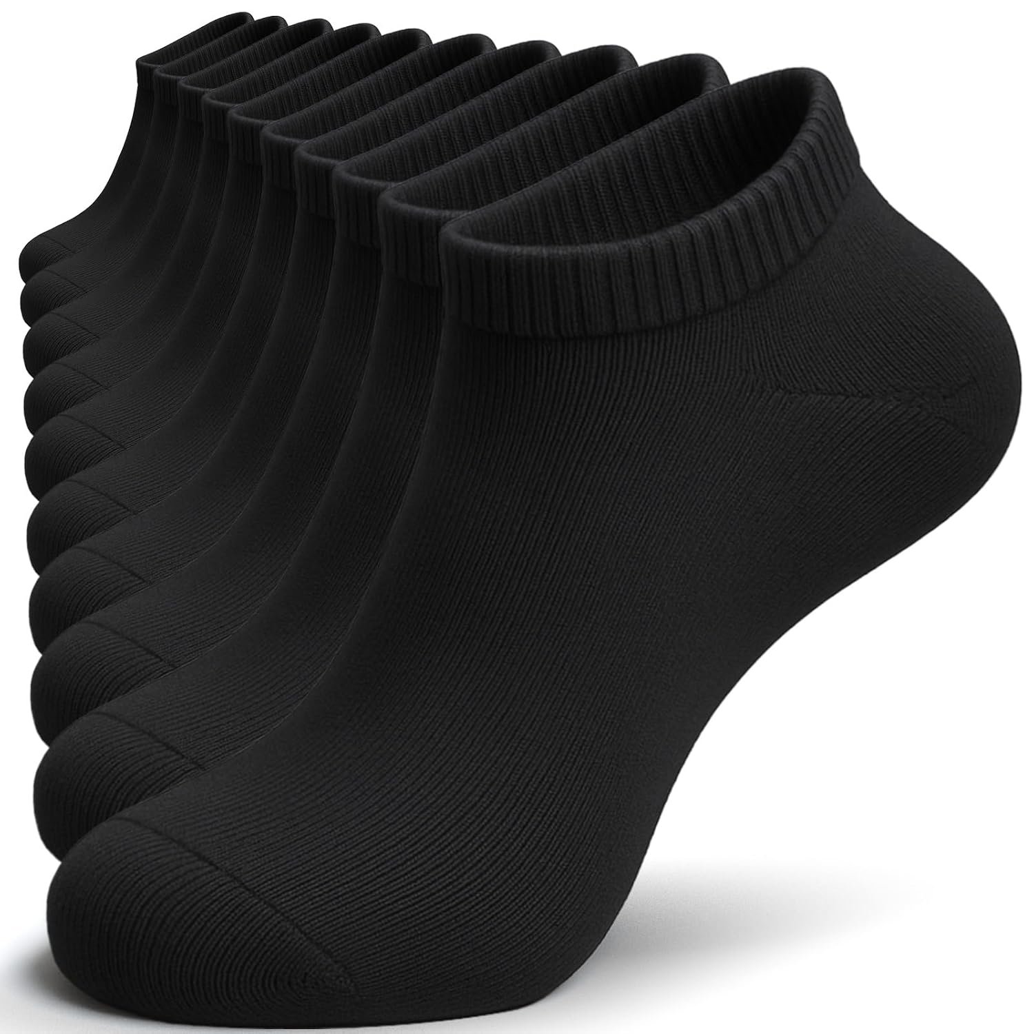 TIBISI Trainer Socks 10 Pairs, Cotton Ankle Socks Breathable Low Cut Running Socks White Black Sports Athletic Everyday Sock for Men Women
