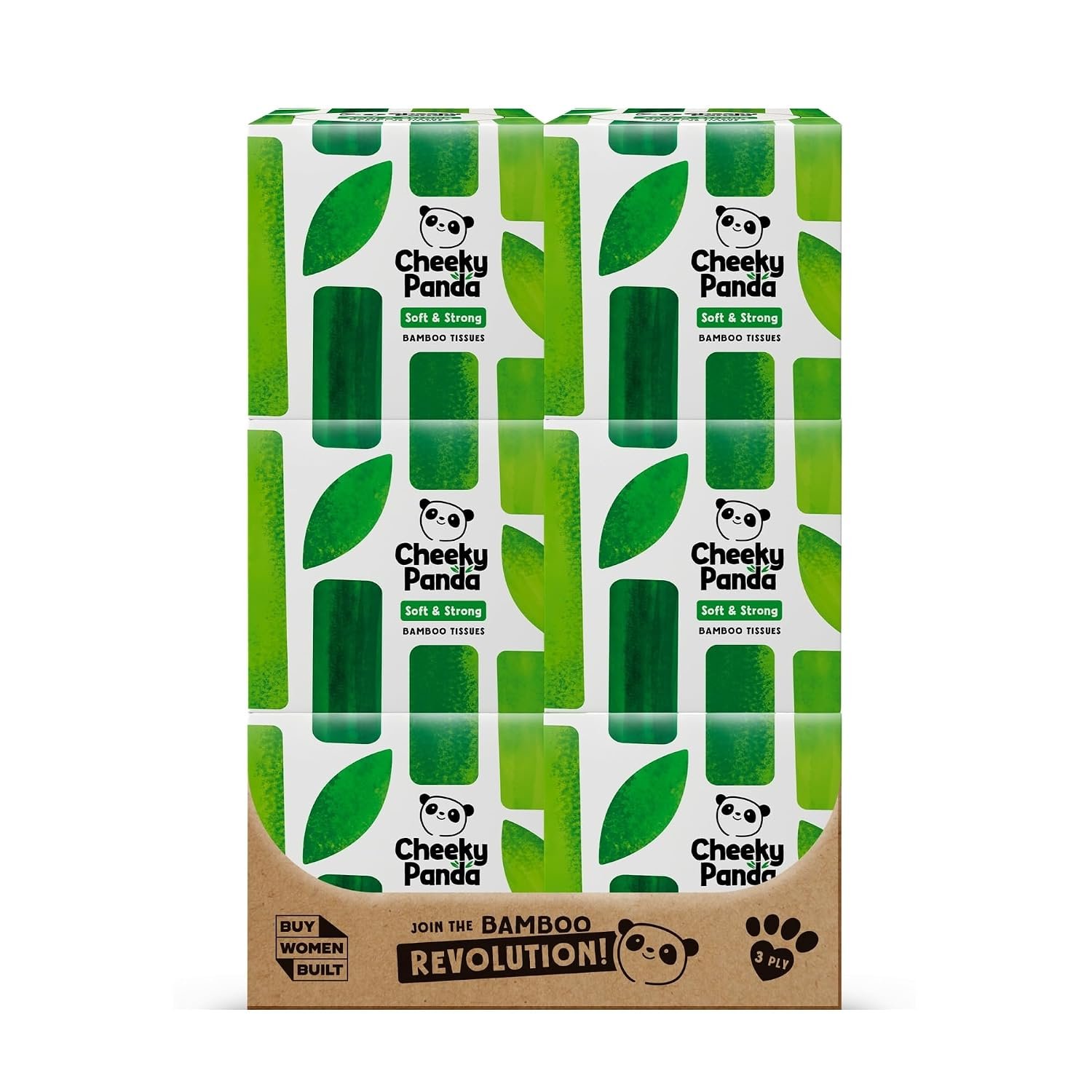 The Cheeky Panda Bamboo Facial Tissues | 12 Cube Tissue Boxes | Soft Face Tissues | Plastic Free Tissues Box Multipack