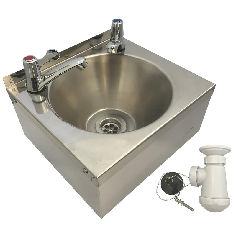 Stainless Steel Hand Wash Basin, Sink, Lever Taps