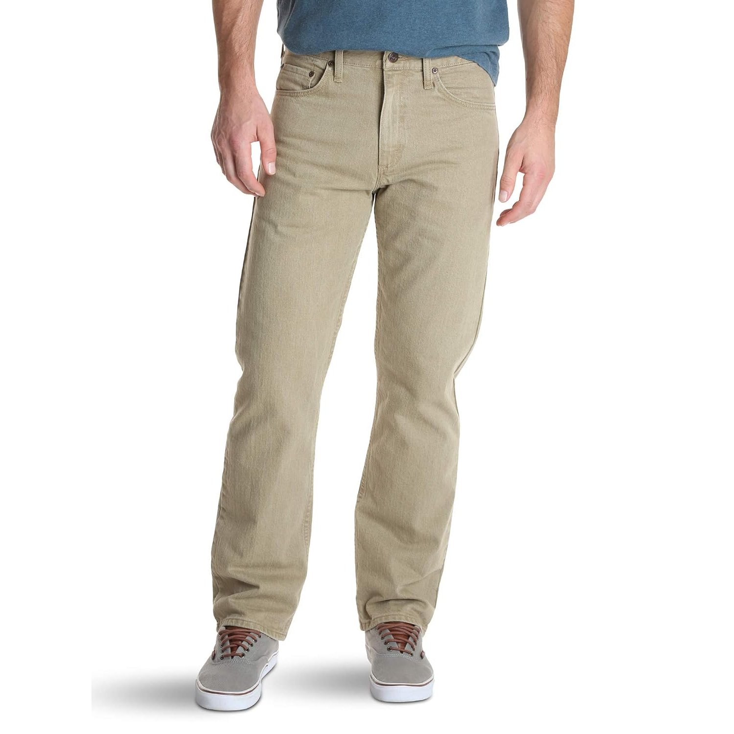 Wrangler Authentics Men's Classic 5-Pocket Relaxed Fit Flex Jean, Khaki Flex, 58W x 30L