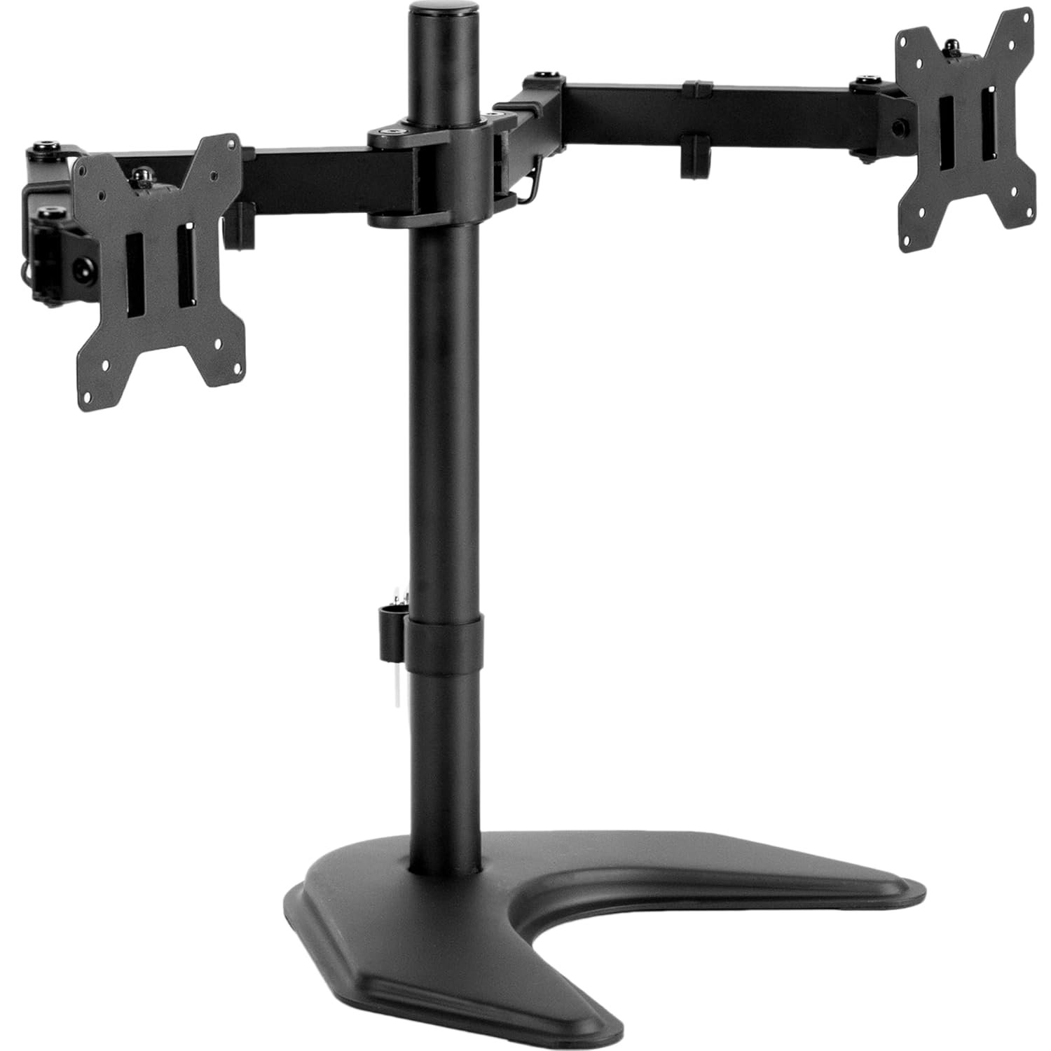 VIVO Dual LED LCD Monitor Mount, Free-Standing Desk Stand for 2 Screens up to 27 Inch, Heavy-Duty Fully Adjustable Arms with Max VESA 100x100mm, Black, STAND-V002F