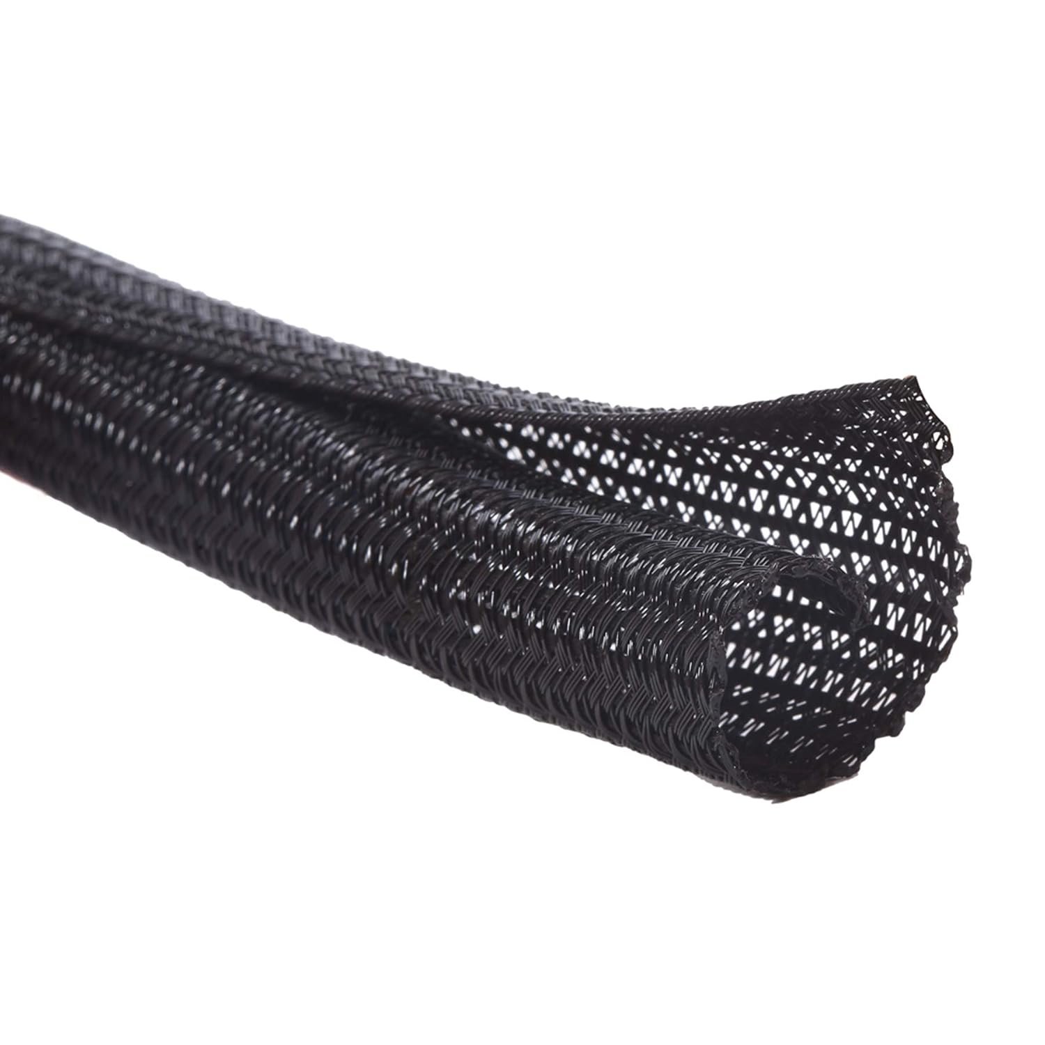 Alex Tech 25ft - 1 inch Cord Protector Wire Loom Tubing Cable Sleeve Split Sleeving For USB Cable Power Cord Audio Video Cable – Protect Cat From Chewing Cords - Black