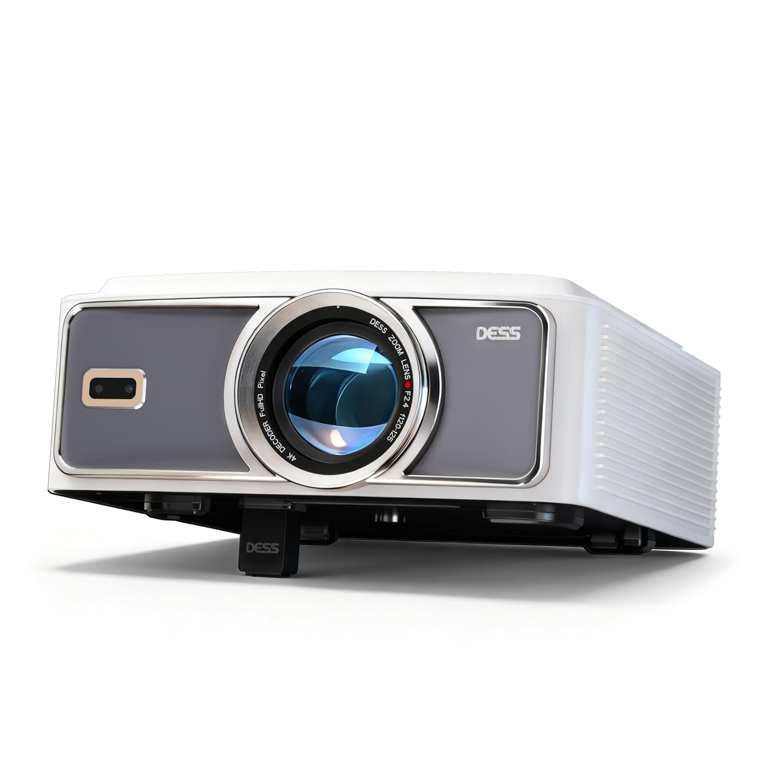 Smart 4K Projector with Official Google TV, 2200 ANSI Lumens Day-use Movie Projector, Auto Focus & Keystone, WiFi 6, Bluetooth 5.3, Portable Home Cinema & Outdoor Projector with Hidden Stand White