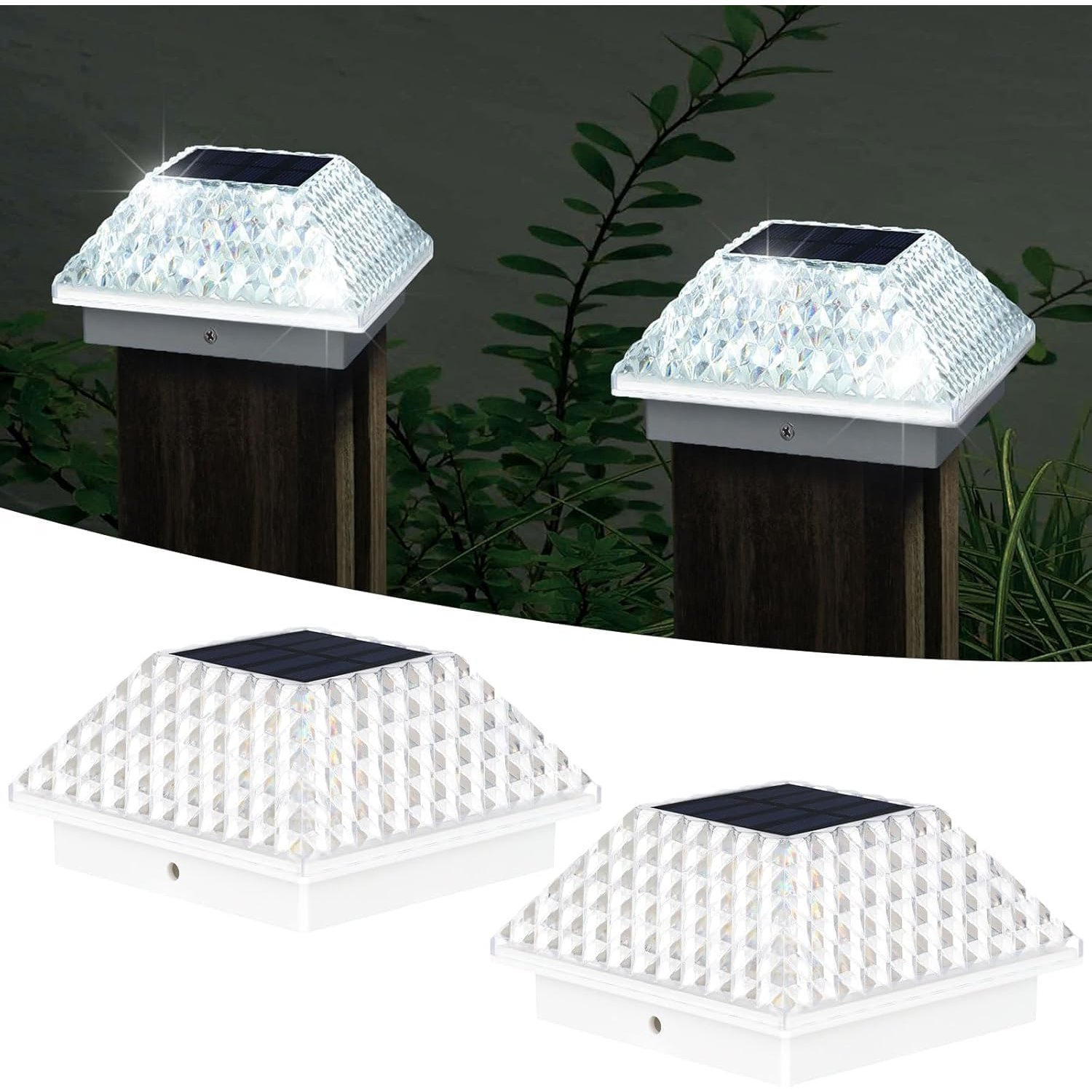 Taylor & Brown 8 Pack Solar Post Lights Solar Lights Outdoor Garden Post Lamp, Plastic Fence Deck Lights Waterproof Landscape Fence Post Cap Lamp for 3.5x3.5 4x4 Posts Patio Garden Decoration