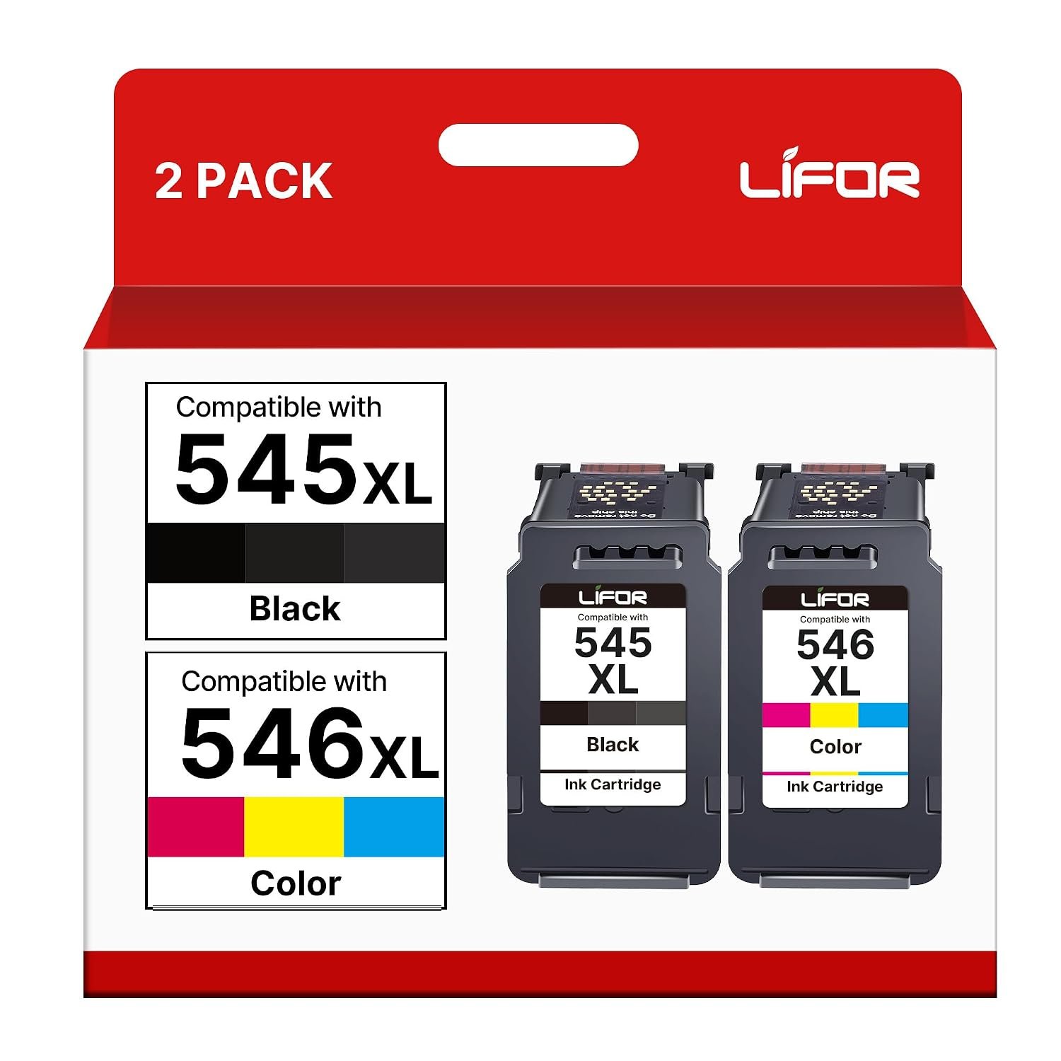 LIFOR 545XL Black 546XL Colour Printer Ink Replacement for Canon 545 546 Ink Cartridges PG-545 CL-546 XL for Pixma TS3350 TS3355 TS3150 TS3300 TR4550 MG2550S MG3050 TR4500 TS3100 TR4551 TR4650 MX495