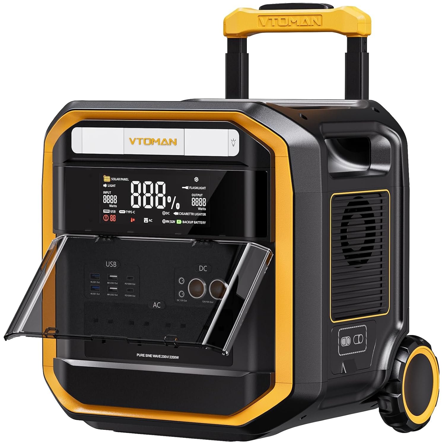 VTOMAN FlashSpeed Pro 3600 Portable Power Station 3600W (Peak 7200W), 3096Wh LiFePO4 Battery, Expandable Capacity to 6192Wh, 2 Hours Fast Charging 0-100%, Solar Generator for Camping, Home, Outdoors