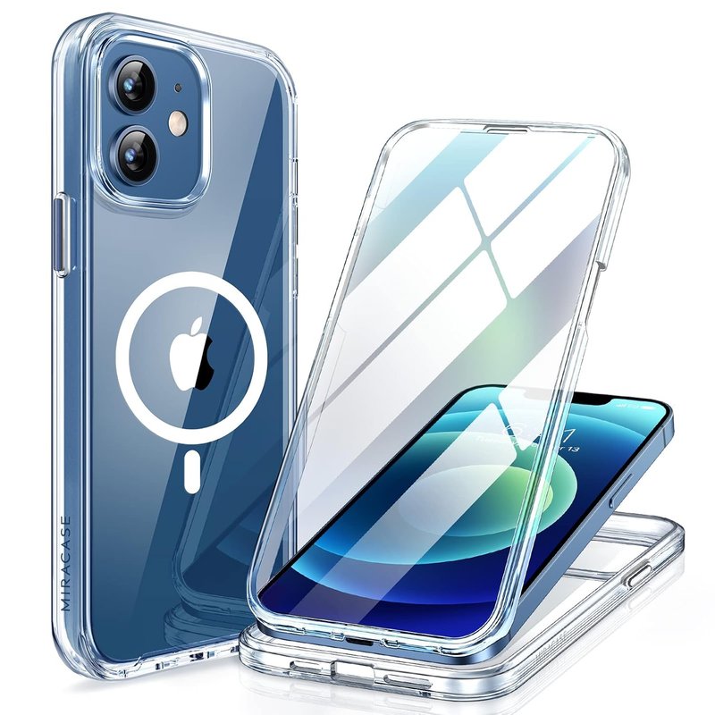 Miracase Glass Series Designed for iPhone 12/12 Pro Case 6.1 inch, 2020 Upgrade Full-Body Magnetic Clear Case with Built-in 9H Tempered Glass Screen Protector,Compatible with MagSafe (Clear)