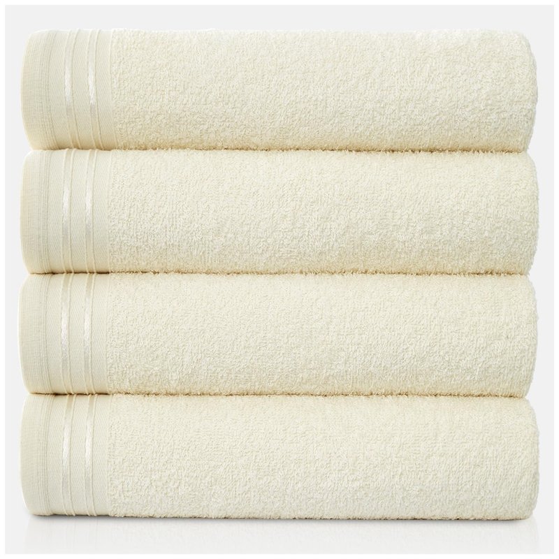 GC GAVENO CAVAILIA Large Towels Bath Sheet - Highly Absorbent Egyptian Cotton Towel Set - 4 Pack Extra Soft Large Bath Towel Cream - Quick Dry Bath Sheets - 450 GSM Washable Towels, 75 x 135 cm