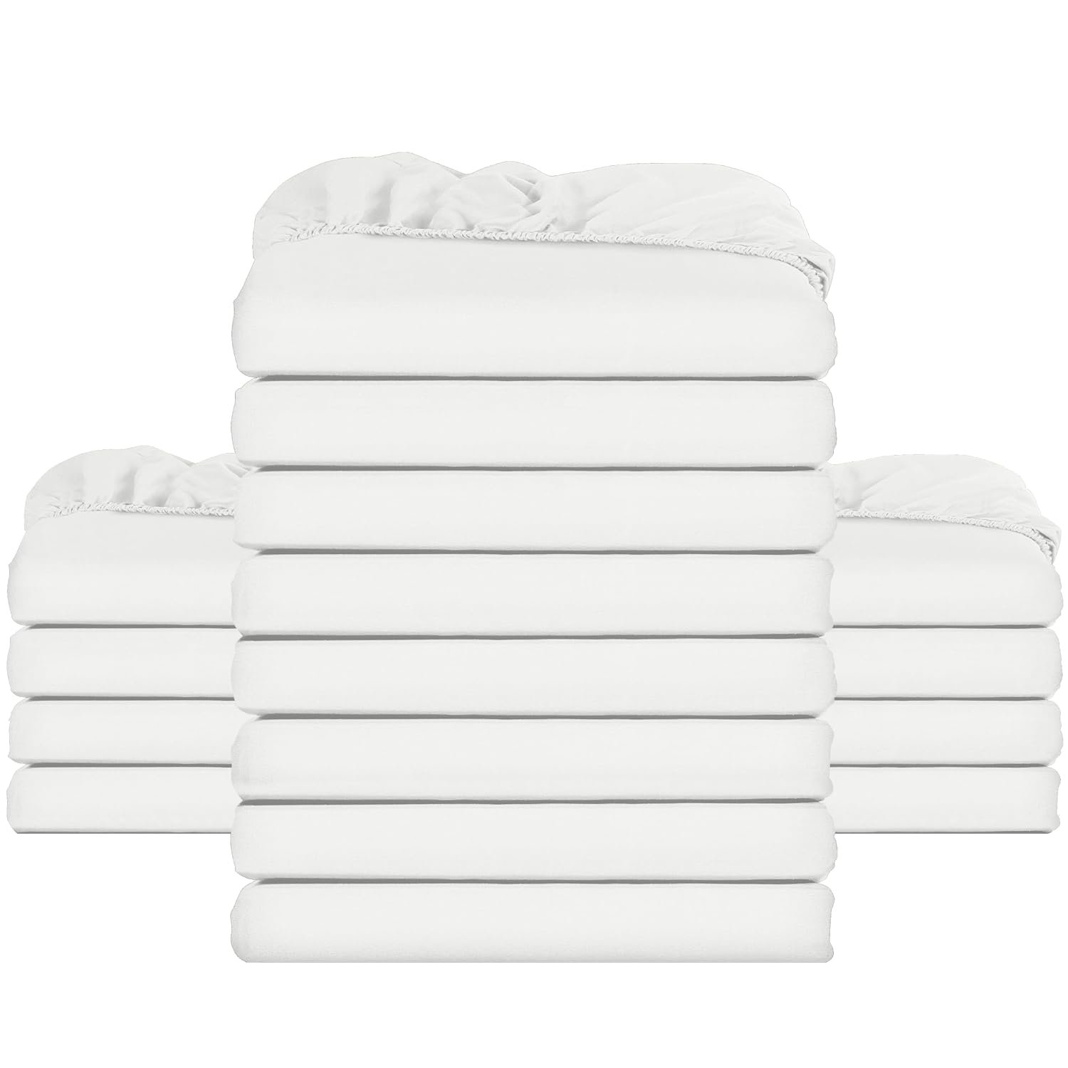 Utopia Bedding Fitted Sheet Bulk Pack of 16 Pieces - Super King, White - Deep Pocket - Easy Care Soft Brushed Microfibre Fabric - Shrinkage and Fade Resistant - Bottom Sheet