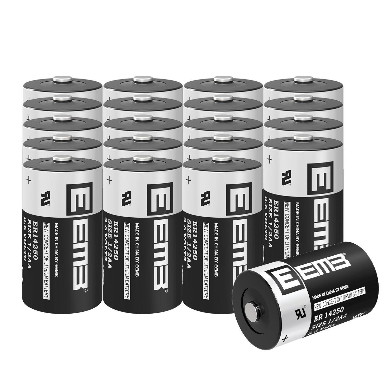 EEMB 20-Pack ER14250 1/2AA 3.6V Lithium Battery - Non-Rechargeable, Long-Life LS14250 battery for Home Automation, Alarms, & More