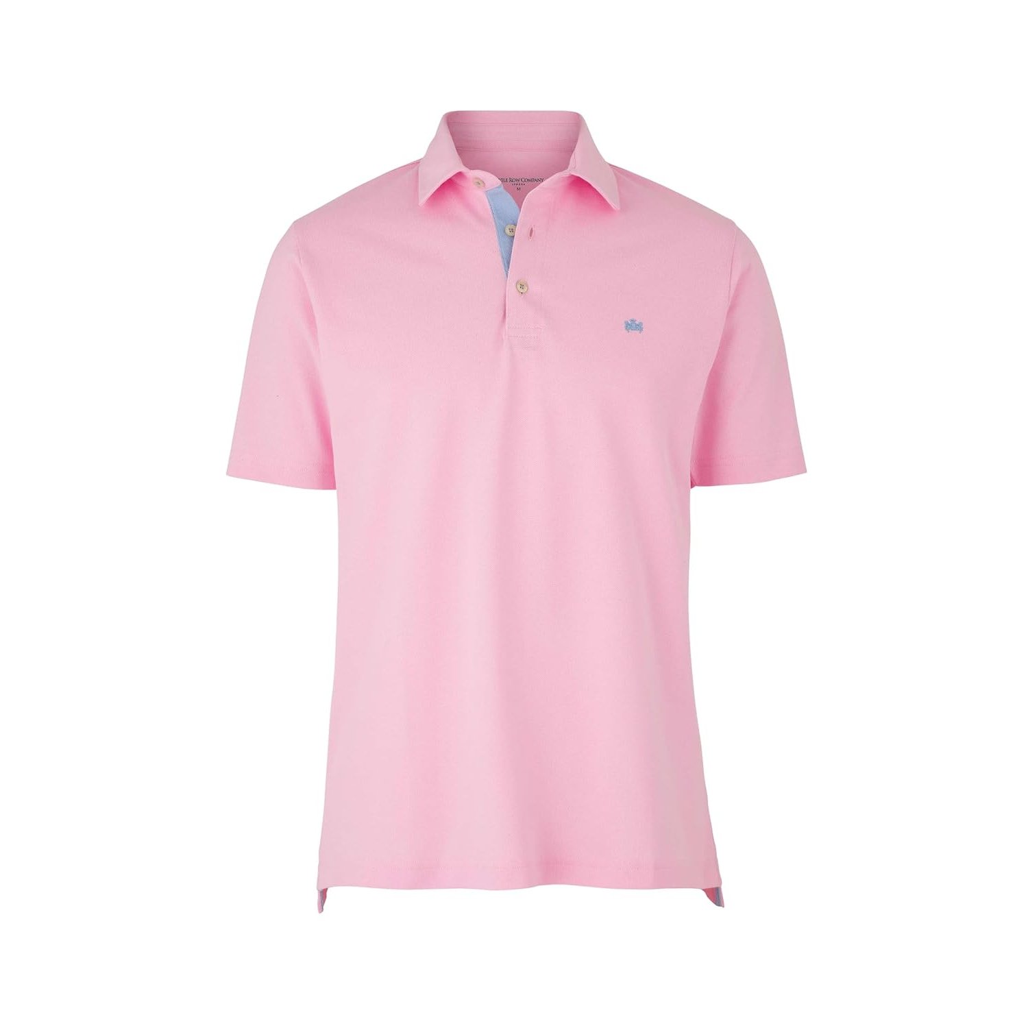 THE SAVILE ROW COMPANY LONDON Men's Classic Fit Cotton Pique Short Sleeve Polo Shirt - Soft Pink - Medium