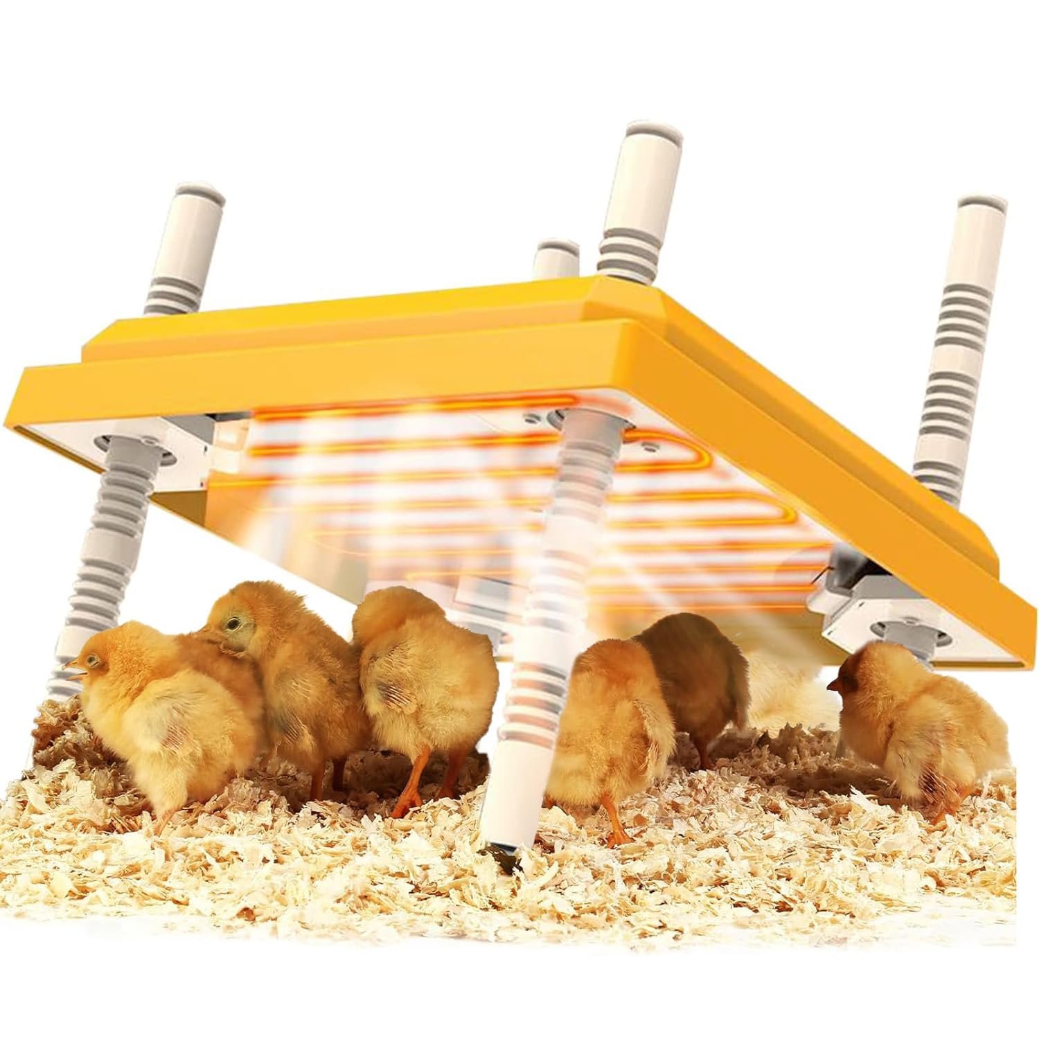 Chick Brooder Heating Plate, 10" x 10" Chick Incubator Heating Lamp, Adjustable Angle and Height Chick Brooder, Safe Incubators With Easy Clean Plate for Chicks/Ducks Thermostat for 15 Chicks (Yellow)