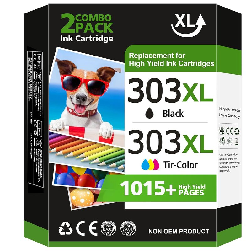 LIFOR 303XL Ink Cartridges High Yield Replacement for HP 303 Ink Cartridges Black and Colour for HP Envy Photo 6234 Ink Cartridges HP 6220 6230 7134 7234 6234 6220 7830 7130 Tango TangoX (2-Pack)