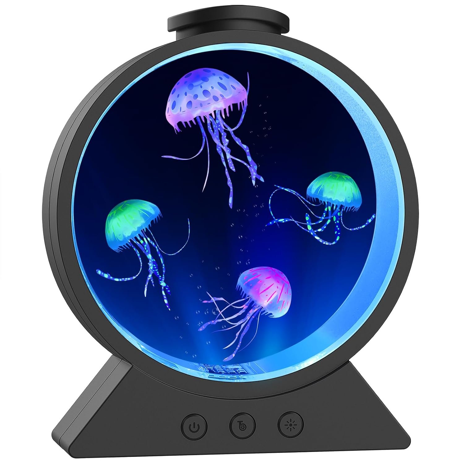 Eyesound Jellyfish Lamp,Whisper-Quiet Sensory Aquarium Light,7 Color Mood Night Light with Adjustable Water Flow & 8H Timer,Rounded Tank Lamp for Home Office Bedroom Decor for Kids Adults(Black)