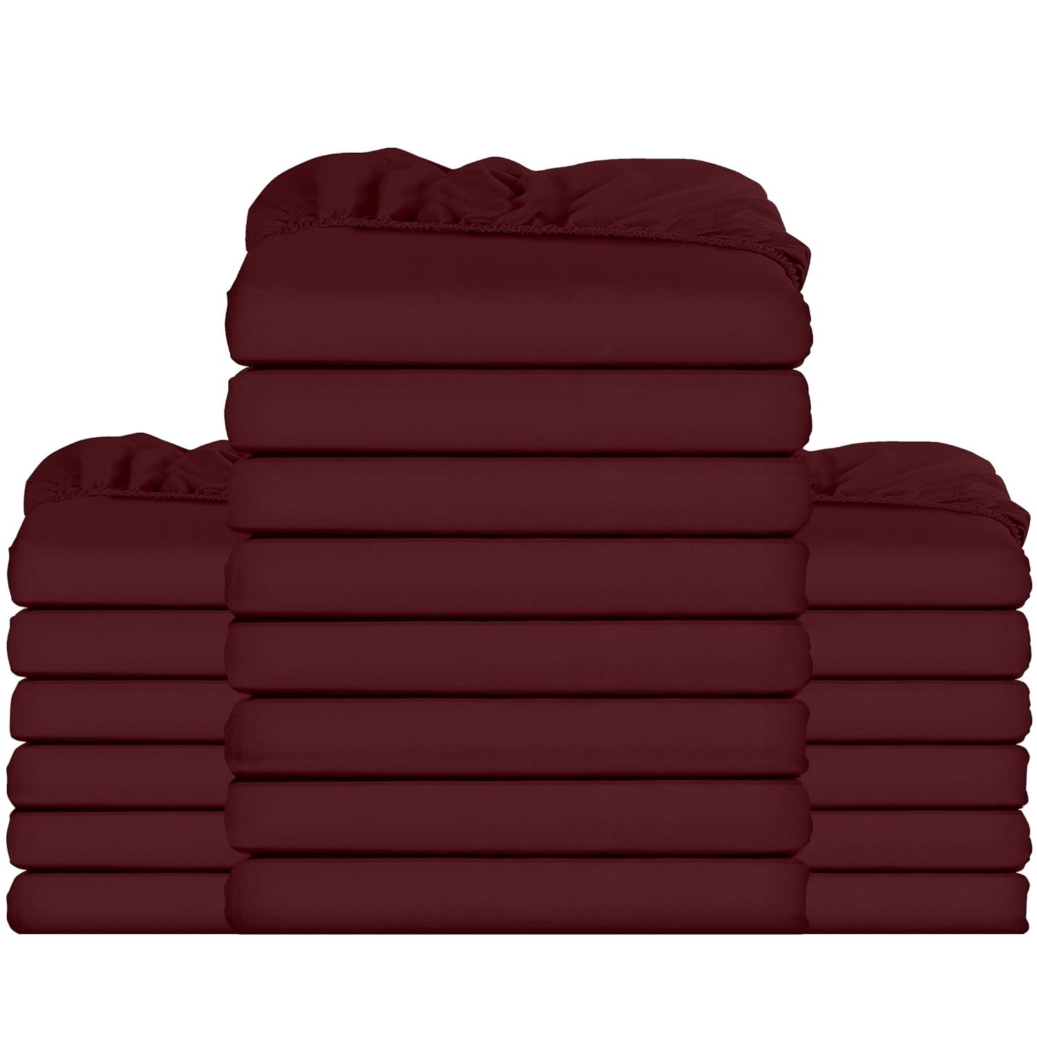 Utopia Bedding Fitted Sheet Bulk Pack of 20 Pieces - Single, Burdundy - Deep Pocket - Easy Care Soft Brushed Microfibre Fabric - Shrinkage and Fade Resistant - Bottom Sheet