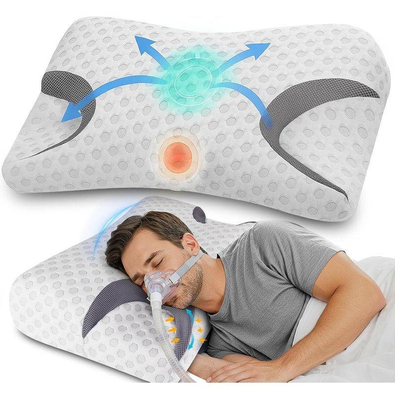 Hydomi CPAP Pillow for Side Sleepers – Fits All CPAP Mask Types – Adjustable Memory Foam with Contoured Cutouts for Side, Back & Stomach Sleepers – Reduces Air Leaks & Mask Pressure a Better Sleep