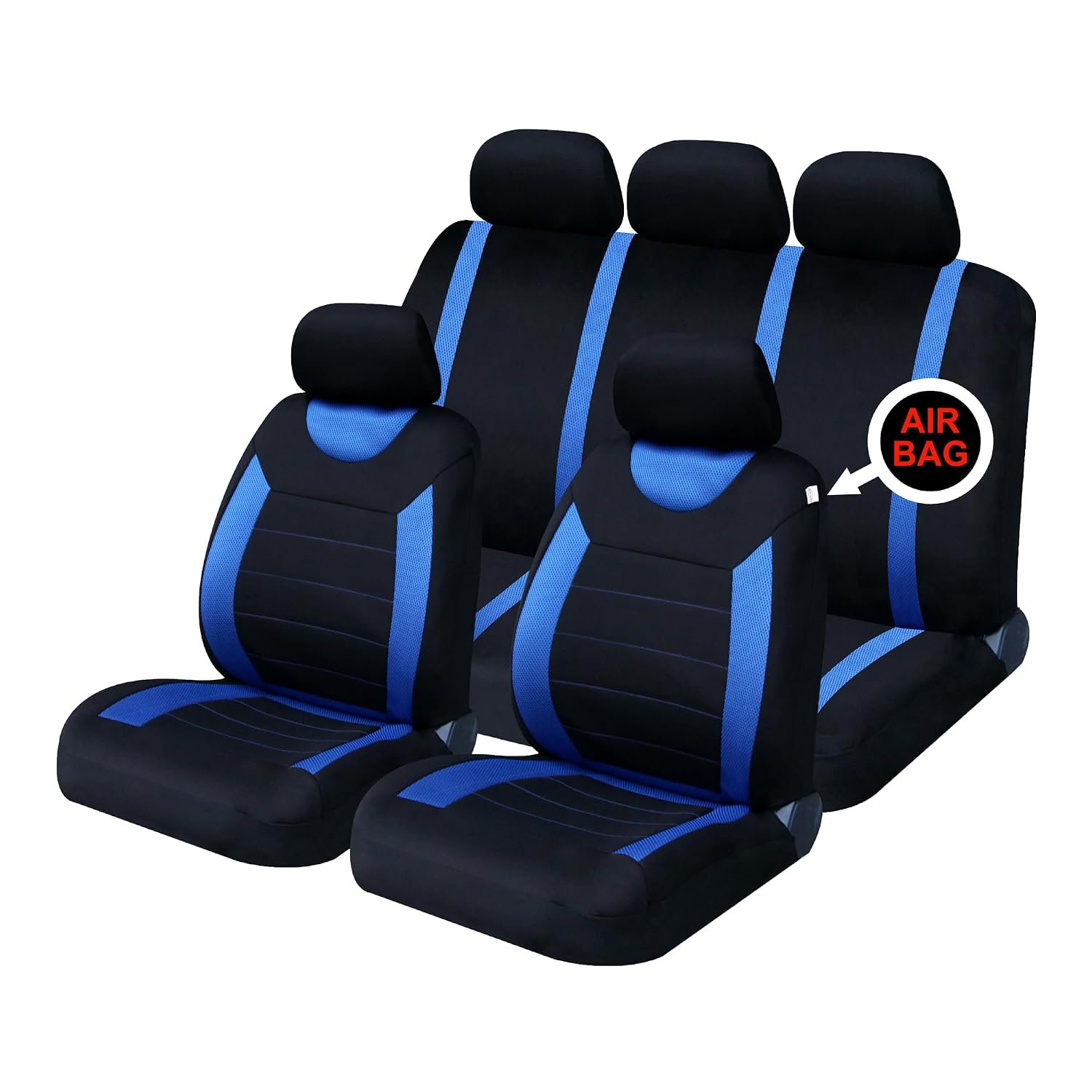 Sakura Car Seat and Headrest Covers Carnaby Blue SS5292 - Full Set Universal Size Elasticated Hems Side Airbag Compatible Washable Easy Fit