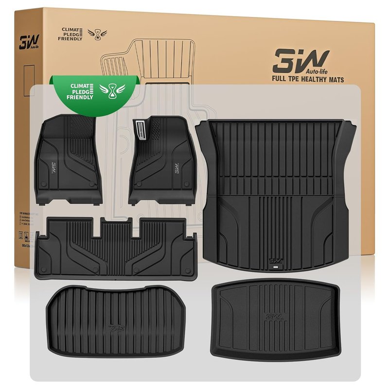 3W Floor Mats & Boot Liner Fit for 2024-2026 Tesla Model 3 Highland (6PCS), Odorless Thoex™ All Weather Premium Car Mat, Waterproof Anti-Slip Easy to Clean Heavy Duty Liner Tesla Accessories