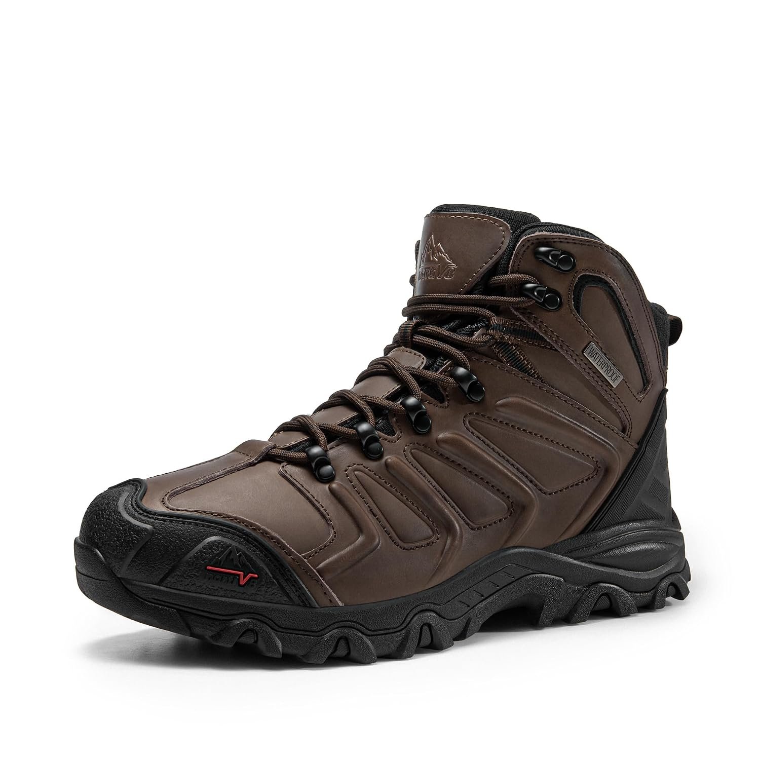 NORTIV 8 Men's Ankle High Waterproof Boots Hiking Boots Men Walking Boots Mens Backpacking Trekking&Hiking Footwear,Size 11,Dark Brown,160448_M-L