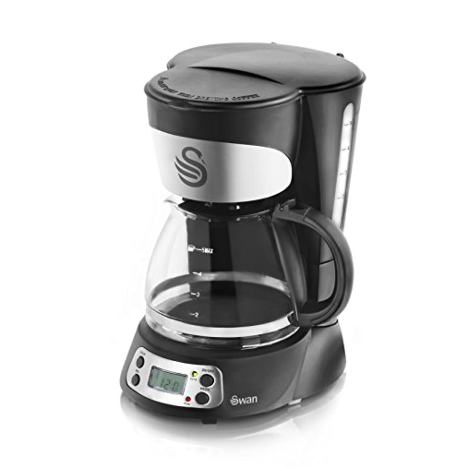 Swan SK13130N Programmable Coffee Maker with Keep Warm Function, LCD Timer, 750ml, 700W, Black