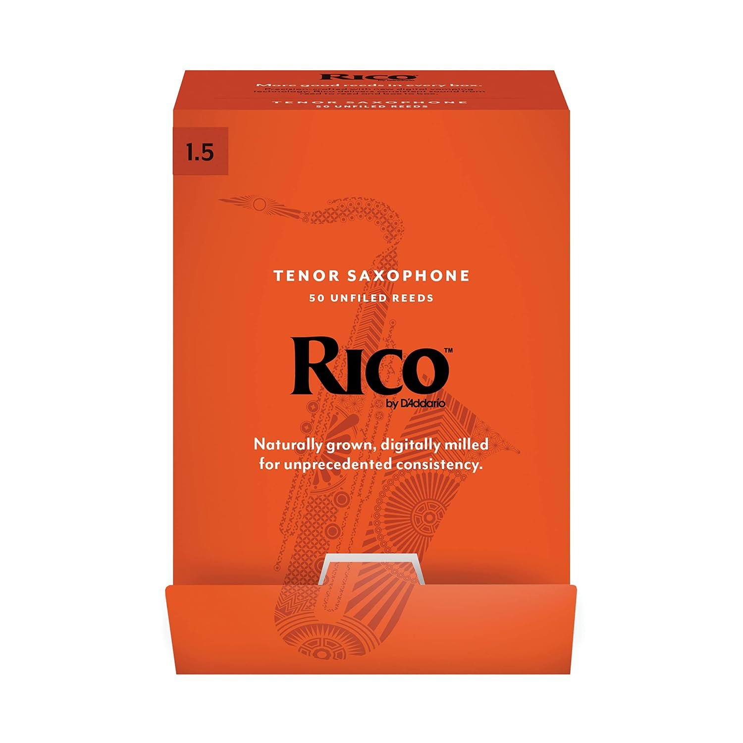 D’Addario Woodwinds - Rico Tenor Sax Reeds - Tenor Saxophone Reeds - Tenor Reeds Crafted for Beginners, Students, Educators - Strength 1.5, 50-Pack