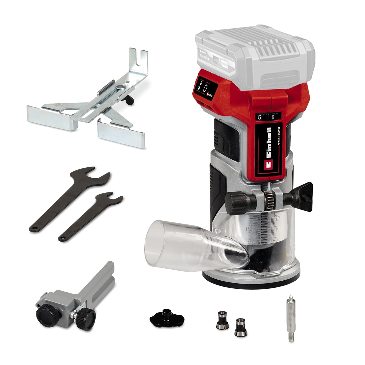 Einhell Professional Cordless Palm Router Tool 18V Power X-Change, Brushless Motor, 40mm Stroke Height, Fine Depth Adjustment, Without Battery TP-ET 18 Li BL Hand Router Woodworking