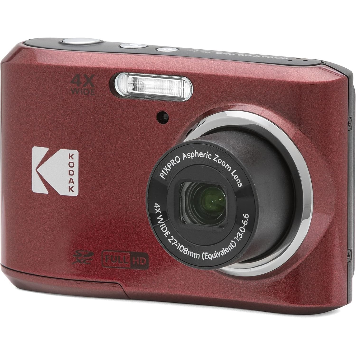 KODAK Pixpro FZ45-16.44 Megapixel Compact Digital Camera, 4x Optical Zoom, 2.7-inch LCD Screen, 720p HD Video, AA Battery Included - Red