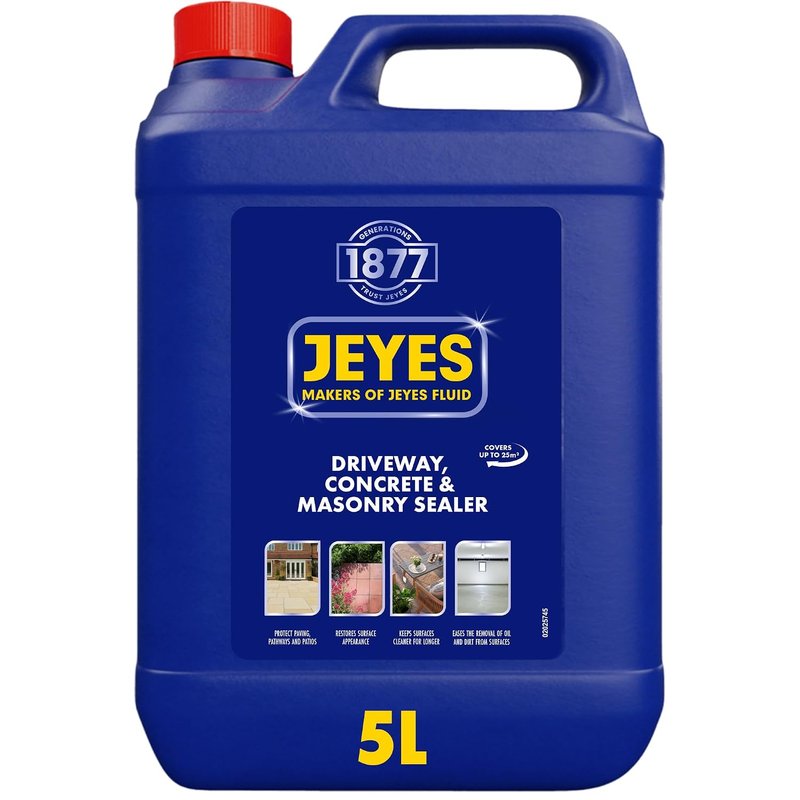 Jeyes Driveway, Concrete & Masonry Sealer 5L – Fast-Drying Block Paving Sealer for Lasting Protection – Paving, Blockwork & Patio Sealant – Creates Water-Based Seal – Covers up to 25m²