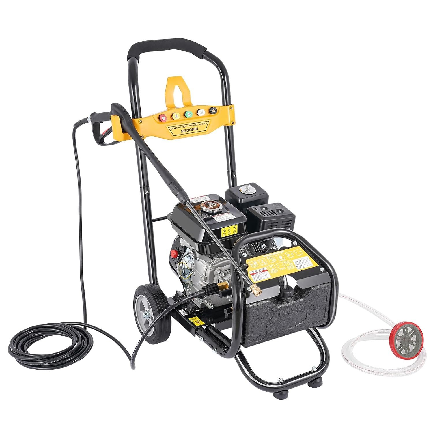 HeinaTond 7.5HP Petrol Pressure Washer 2200PSI 3400RPM High Power Jet Washer with 5 Nozzles 8m Hose Gasoline Pressure Washer for Car Patio Driveway Garden Durable