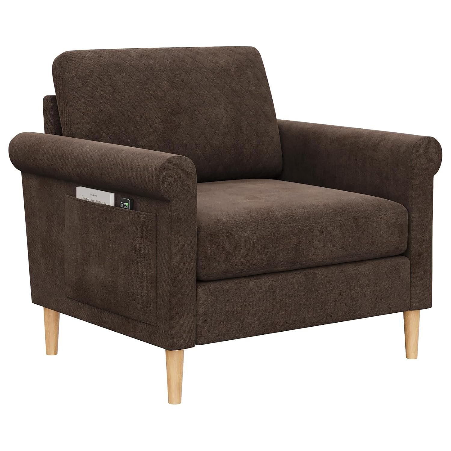 Vesgantti Fabric 2 Seater Sofa, 164cm Loveseat Sofa with Bilateral Pocket Storage, Tool-free Assembly, Upholstered Couch Perfect for Living Room, Bedroom, Office, Small Space, 164L*76D*85Hcm, Beige