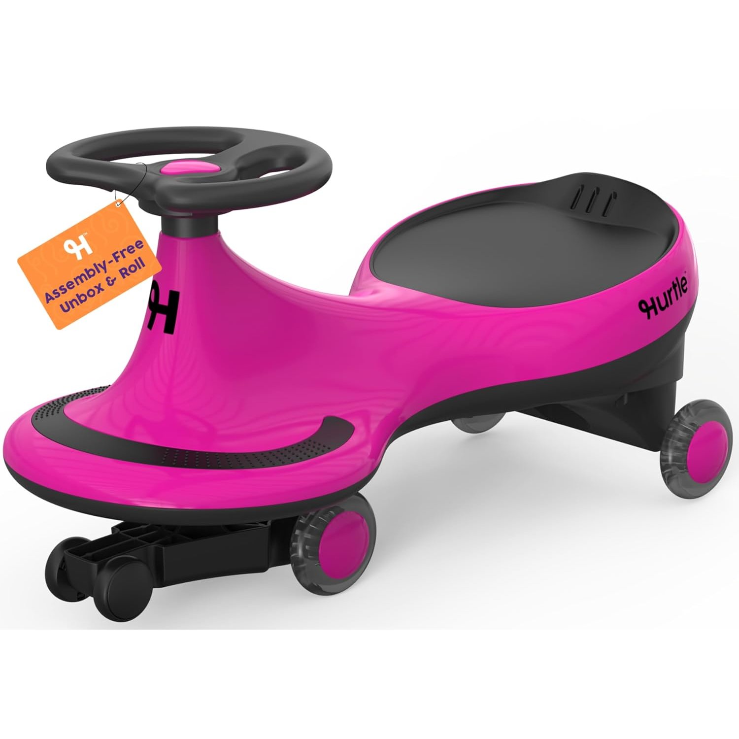 Hurtle Wiggle Car Ride On Toy – Twist Car with Steering Wheels, No Batteries or Pedals, Ride-On Swing Car for Toddlers,Kids Age 2+ (Pink), Medium
