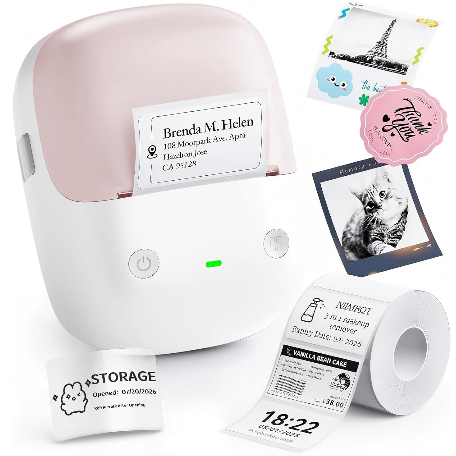NIIMBOT B2 Portable Label Maker with One-Button Instant Time Printing, Standard Version Handheld Thermal Printer for Office, School, Home Organization, Pink