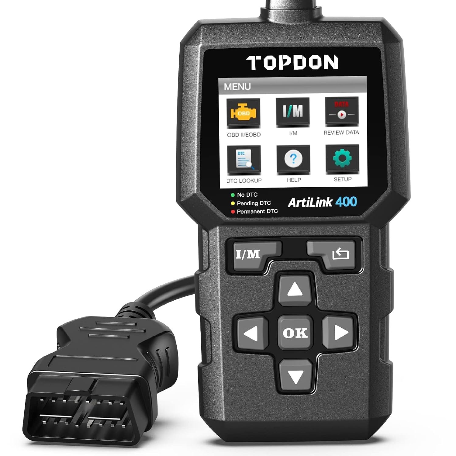 TOPDON AL400-E OBD2 Scanner, OBD2 Code Reader Diagnostic Tool to Check Engine Light/Smog Emission Test/O2 Sensor Test/EVAP for Vehicles since 1996