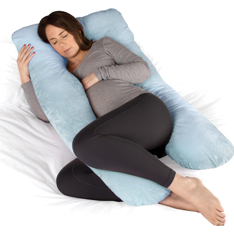 Dreamcatcher Blue Pregnancy Pillow, U Shaped Shredded Memory Foam Maternity Pillow, Full Body Support Pregnancy Pillows for Sleeping, Machine Washable & Removable Velvet Cover