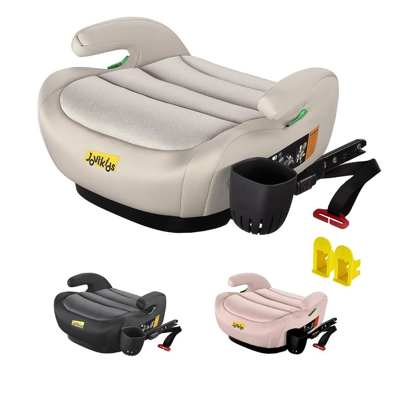 Jovikids OHHO+ ISOFIX Car Booster Seat, i-Size R129, 125-150 cm (6–12 Years), Seat Belt Guide, Lightweight, Removable/Machine-Washable Cover